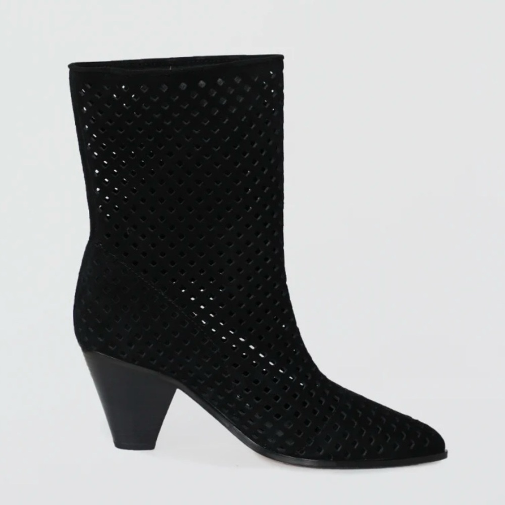 NEW PAIGE LAYLA LASER CUT SUEDE BLACK BOOTS Size 6
